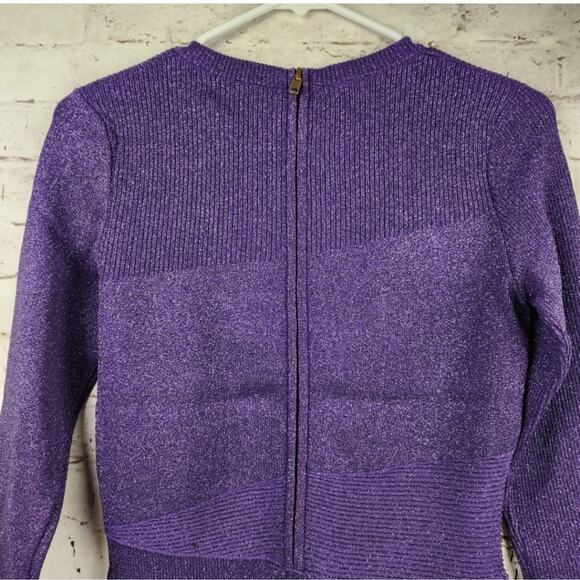 Retrofete Sonja Rib Knit Dress in Metallic Purple Size XL NWT Long Sleeve - Picture 7 of 13